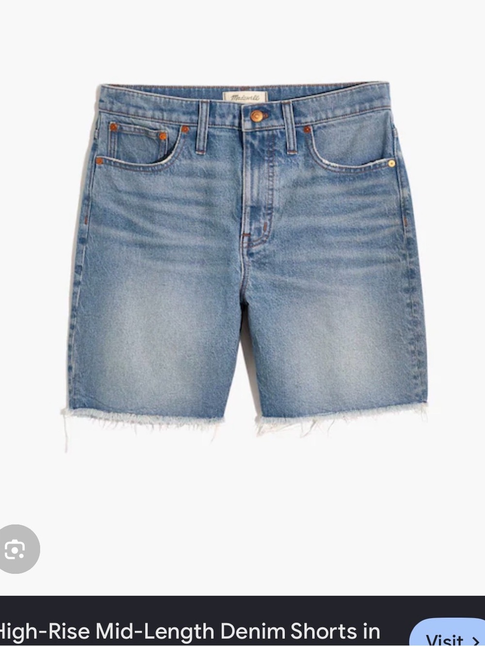 Madewell High Rise Mid Length Denim Shorts